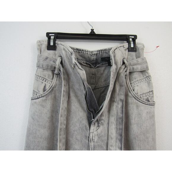 All Saints US 2 Sammy Paperbag Jean Gray Acid Wash Straight Leg Jeans Casual 90s - Picture 5 of 9